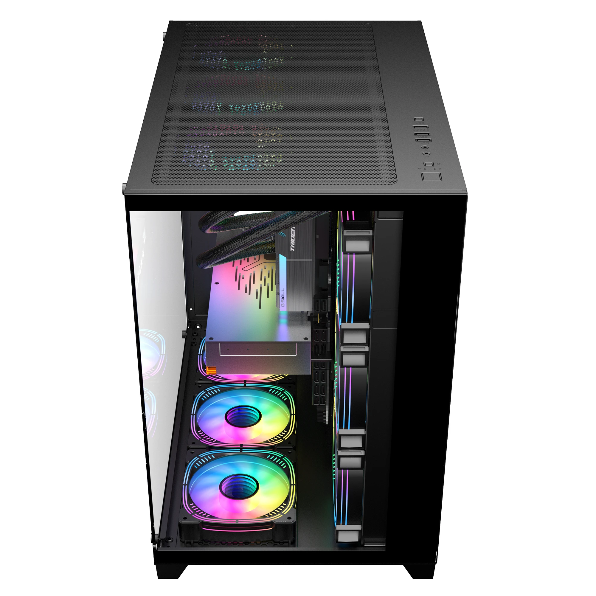 Ruix New Design Aerospace ProMax SPCC Frame Dual Tempered Glass Gaming Cabinet Computer Parts ARGB Fans PC Case