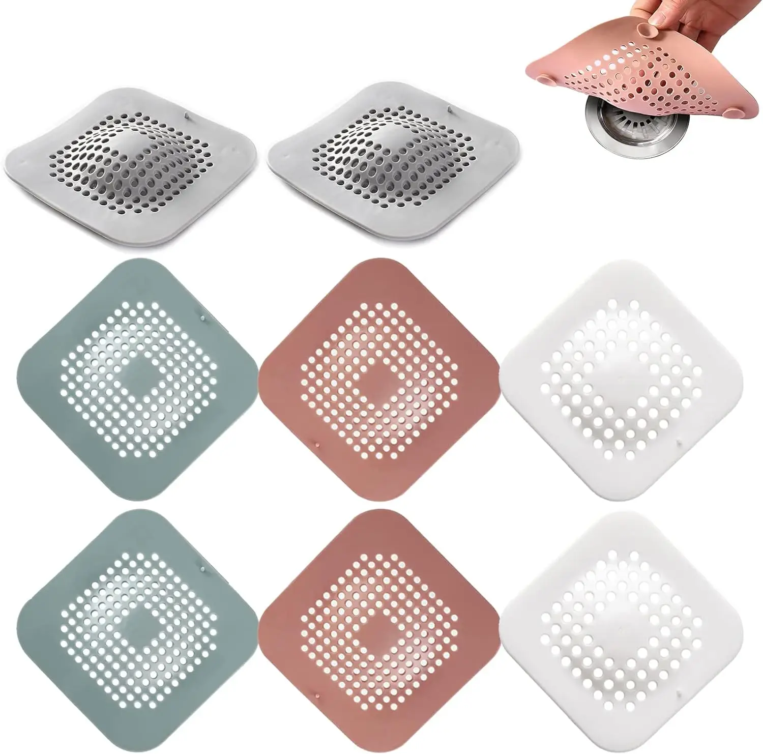 Durable Silicone Wool Plug Shower Drain Cover Bathtub Drain Protector Hair Receiver Kitchen Sink Screen Suction Cup