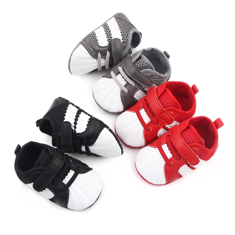 Shell Head Color Mesh Breathable Slashes Baby Soft Soled Toddler Shoes for Girls and Boys