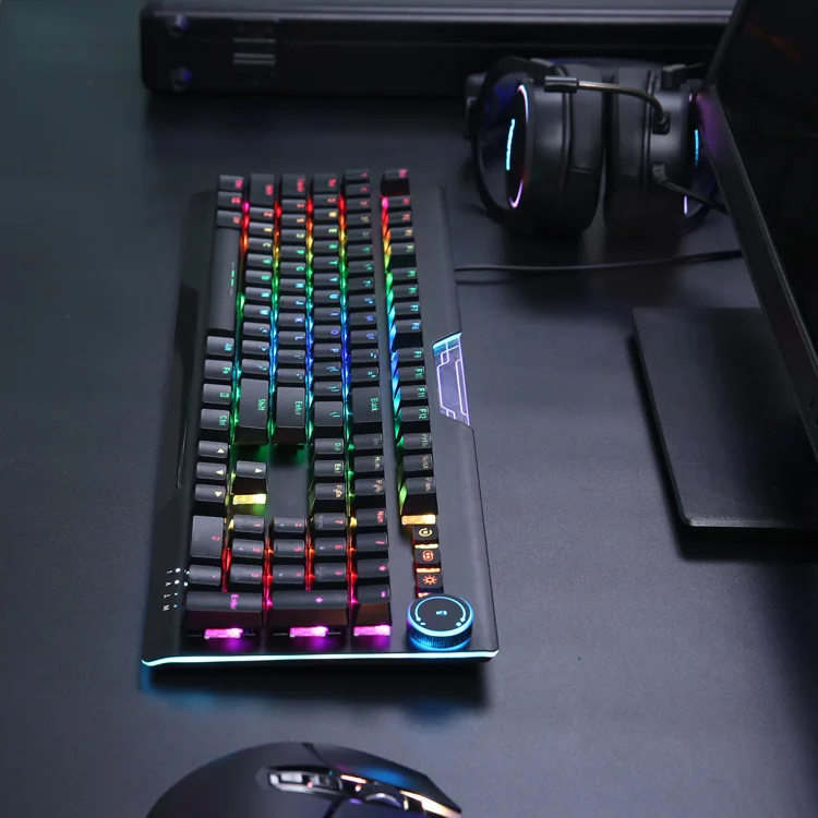 New Design 18-Mode RGB Light 4-Side Illuminated 104 Keys Gaming Mechanical Keyboard