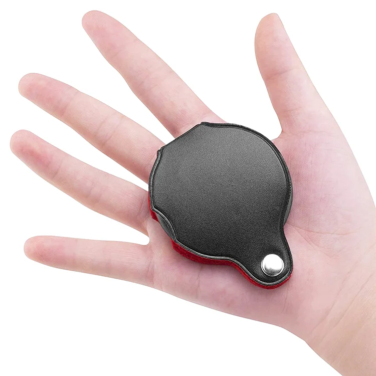 mini magnifying glass folding pocket black