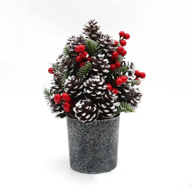 For Amazon Best Seller 14*14*21cm PE & Pine Cone Christmas Table Top Tree Indoor Xmas Home Day Decoration
