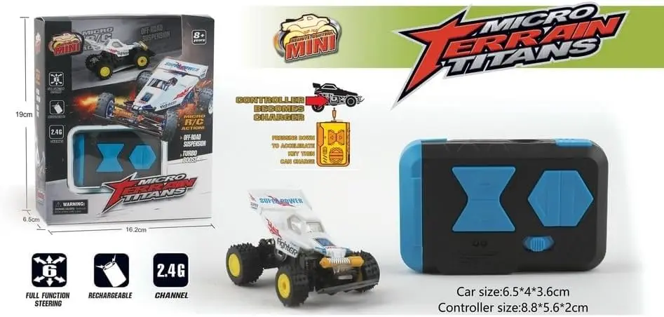 EPT Mini RC Buggy Off-Road 1:64 Scale Upgraded 2.4G 5-Channel 7CM RC Radio Wireless Remote Control Car