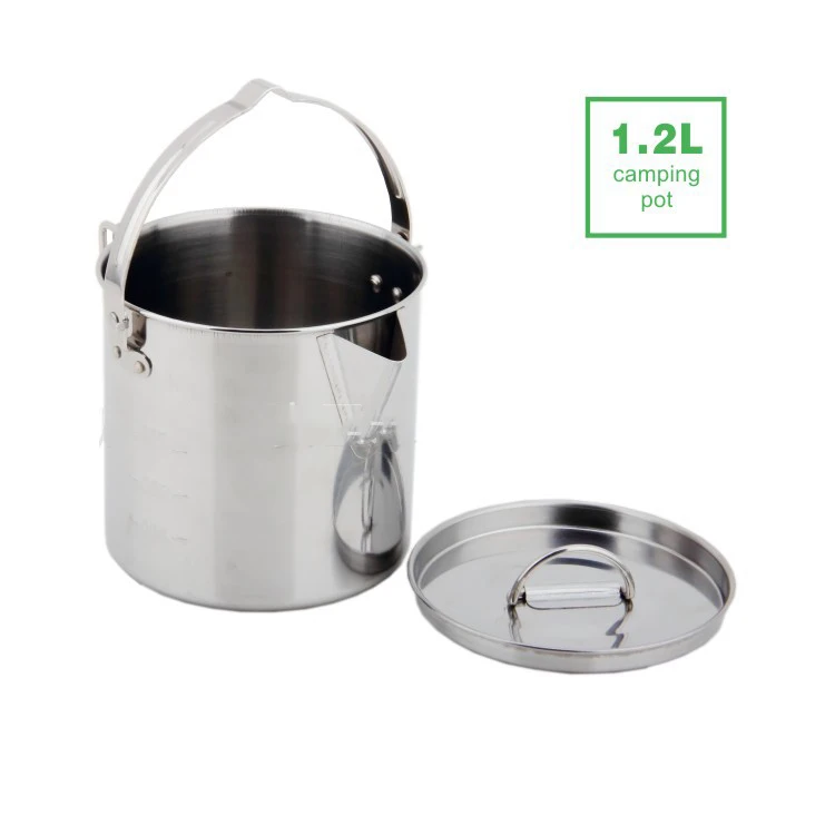 Camping Kettle Outdoor Camping Portable Hanging Kettle Tourist Kettle 1.2L  Pot Teapot Picnic Pot Cooker Camping Supplies