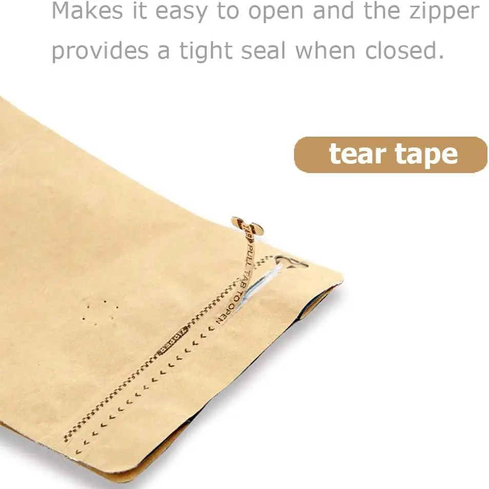 Printed Kraft Paper Packaging Bags Flat Bottom Coffee Pouches With Degassing Valve