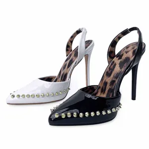 Custom Solid Color Pointed Head Bandage Designer Shoes Sandals for Women and Ladies High Heels Luxury  Femmes Fashion