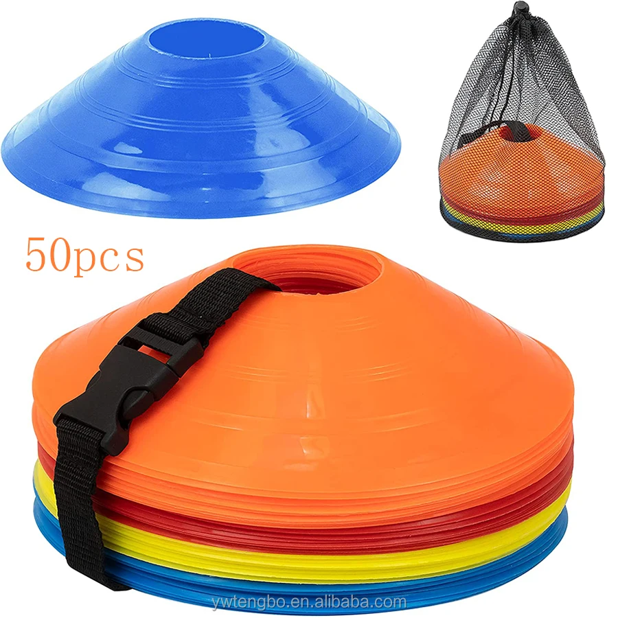 50pcs Flat Field Cones Non Slip Rubber Agility Markers Flat Field Cones