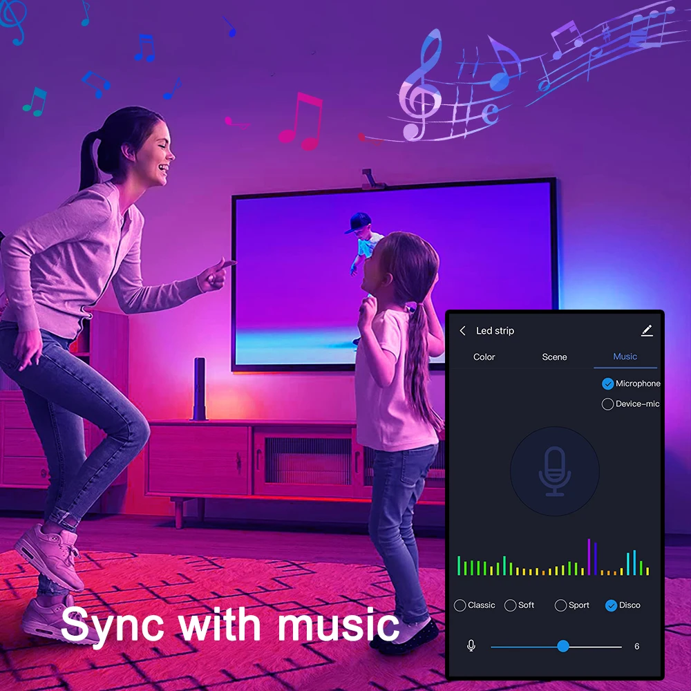 RGBIC LED Strip Ambience Light Kit WIFI Blue Tooth Smart APP Control Color Segment 12V WS2811 5M 10M Waterproof RGB Strip Lights
