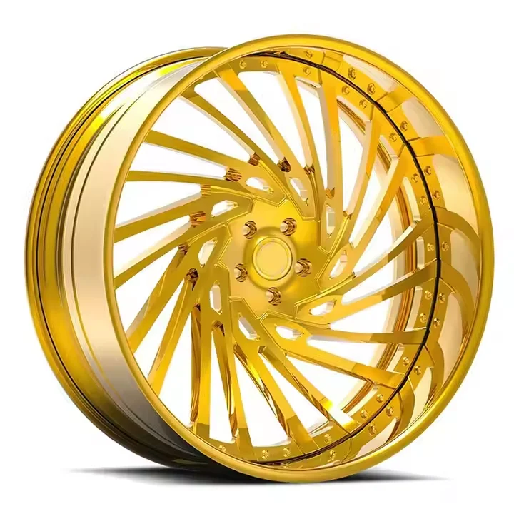Rcsr Forged Wheels In Gold Plated 19-26 Inch Deep Dish Spoke 2-Piece Car Wheels For Chevy Silverado