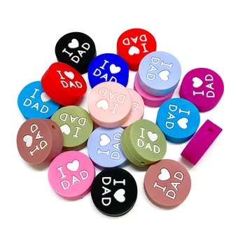 New I Love Dad Solid Color Epoxy Silicone Beads Cartoon DIY Loose Beads in Stock for Wholesale Jewelry Making Toys