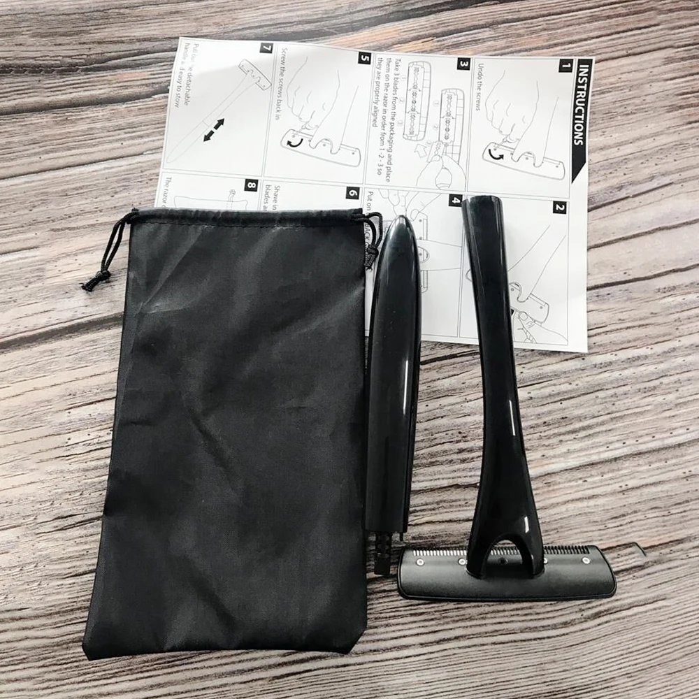 Manual Body Hair Removal Razor for Men Long Handle Back Shaver with Stainless Steel Blade Foldable Design