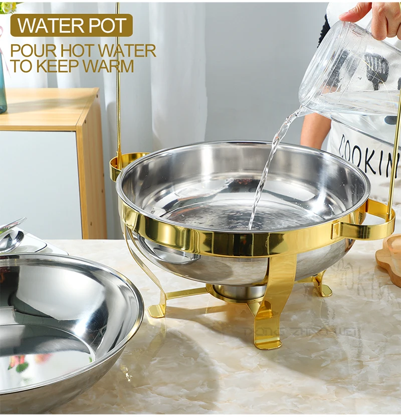 Food Beverage Luxury Crown Chafing Dish De Lux Round Food Warmers 4 Pcs