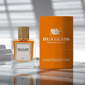 Customized High Quality Square Clear Perfume Bottle 50ml Thick Bottom Fragrance Bottle With Magnetic Lid Design Packaging
