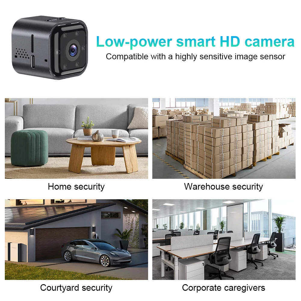 AI Mini Smart Monitoring Camera Night Vision Remote Viewing 1080p Resolution Indoor/Outdoor Use Battery Operated Built-in Mic