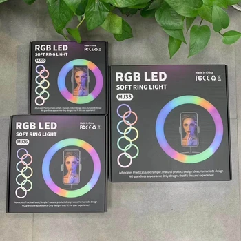 Kaliou I04410inch MJ33 RGB LED Selfie Ring Light 26cm Spotlight Fill Light Lamp Makeup Ringlight Remote Adjustable Dimmable Ring product image