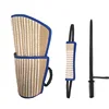 Juego de 3 protectores de mangas de yute con borde azul.