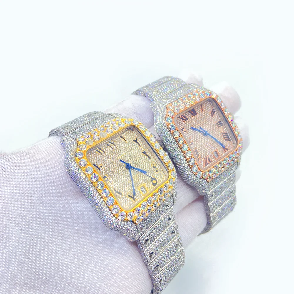 Luxury Custom Iced Out VVS 1/VS1 GRA Certified Reply Studded Moissanite  Diamond Buss Down HipHop Jewelry Watch Pass Tester