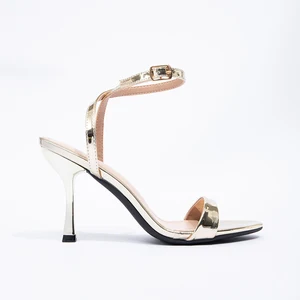 Gold Gladiator Sandals Woman Open Toe Snake Ankle Strap High Heels Lady Sexy Party Shoes