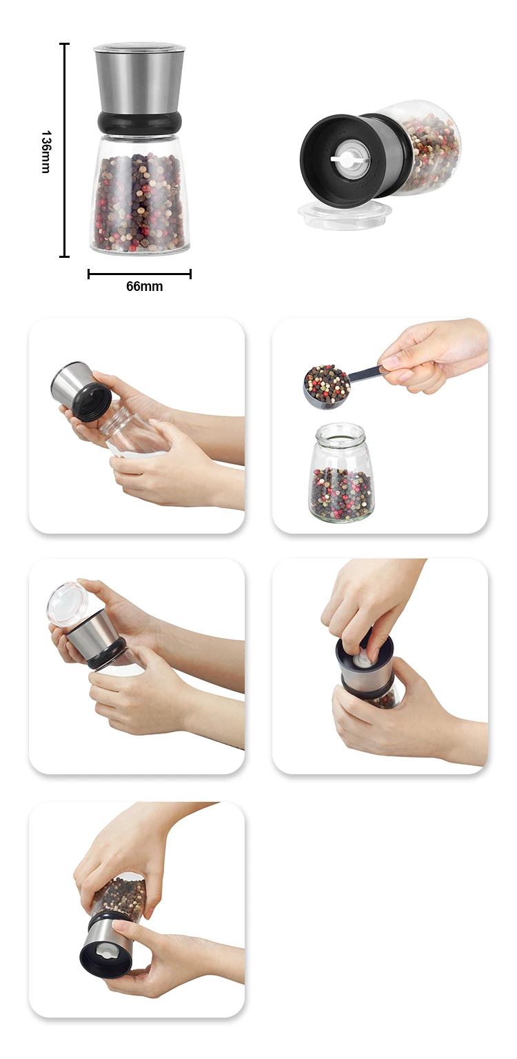 CHINAGAMA Stainless Steel Spice Mill Salt and Pepper Grinder for Cooking Salt & Pepper Shaker Pepper Mill Salt Grinder