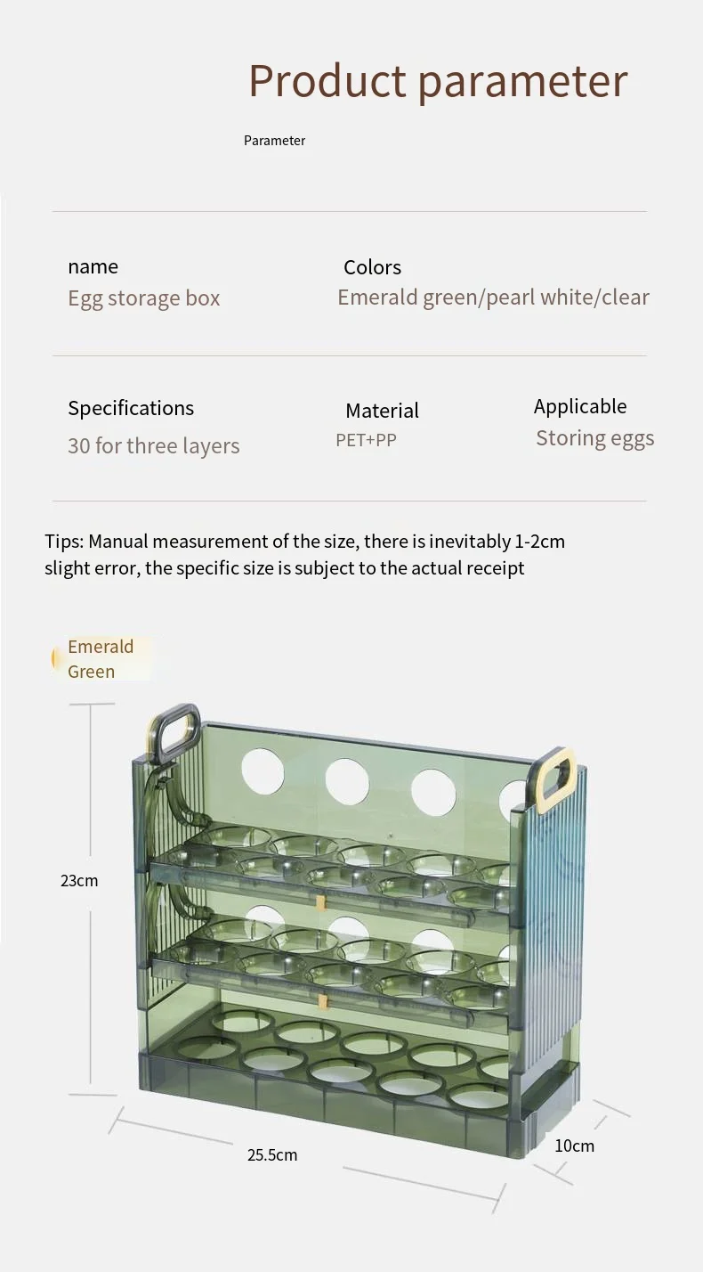 Egg storage box Refrigerator side door food grade egg tray for household kitchen Folding and flipping egg carton factory