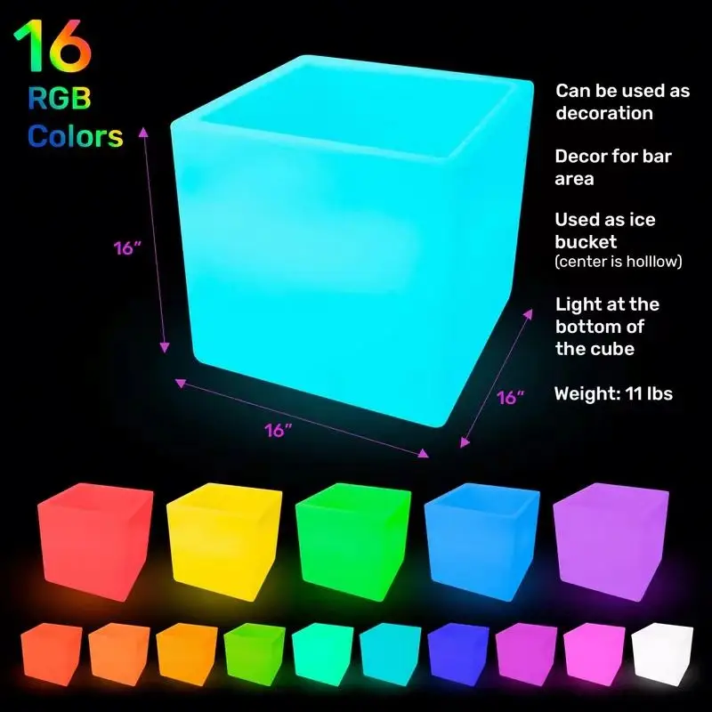 Custom Night Club Cube Chairs and Bar Table Illuminated Waterproof for Outdoor Parties and Home Use Color Change Set