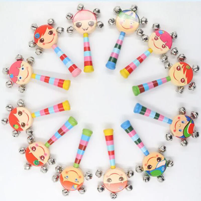 Для Девочек уход за кожей лица дизайн детские погремушки игрушки дрожание рук колокольчик мини Образовательный музыкальный инструмент, деревянные игрушки Колокольчик для детей