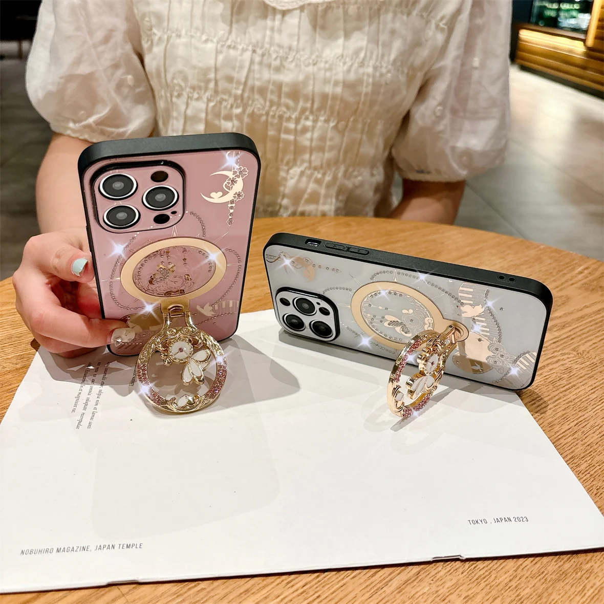 Luxury Rhinestone Phone Case With Magnetic Ring Holder Stand_voghion.com