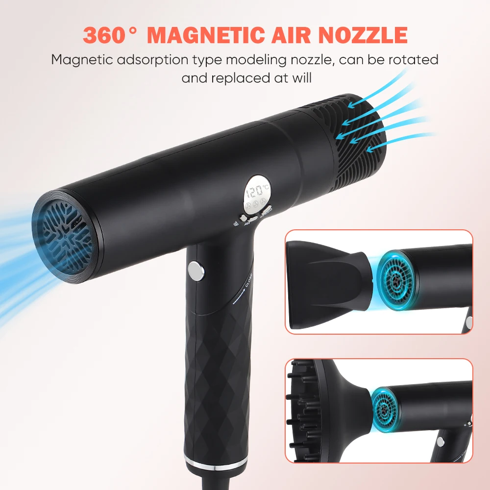 Professional Salon Fast Drying 1300w 110000 Rpm Negative Ion High Speed Hair Dryer With Diffuser