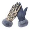 Leopard print gloves-gray