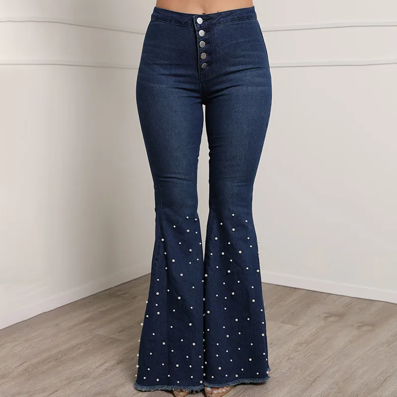 Wholesale Women Flared Jeans Ladies Wide Leg Denim Pants Women High Waist Bell Bottoms Jeans