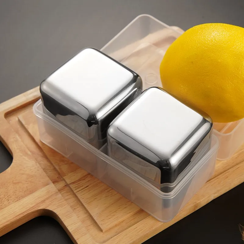 Барные аксессуары многоразовые камни для виски с охлаждением кубики из нержавеющей стали