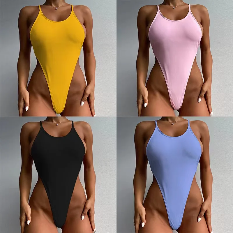 Backless Multi-Colored Custom Logo Beach Girls in Tight Knit Racing Custom Japan Mature Ladies Bikini One Piece Swimsuit