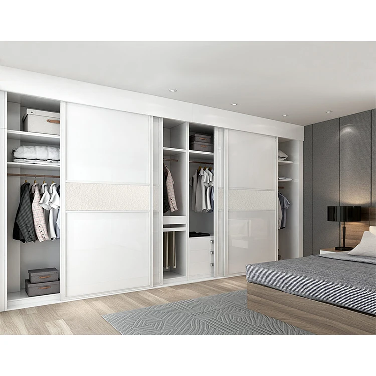 Custom Made 3door Wood Wardrobes Set Furniture Modern Bedroom White 3 Door Sliding Wooden Storage Wardrobe Design
