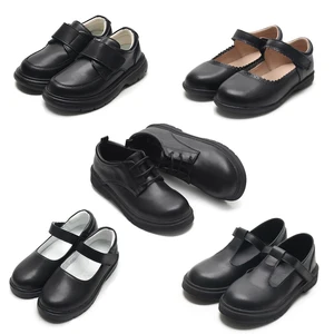 Babyhappy Factory Price Wholesale Leather Formal Uniform Shoe Kids Teenager Children Student School Black Shoes