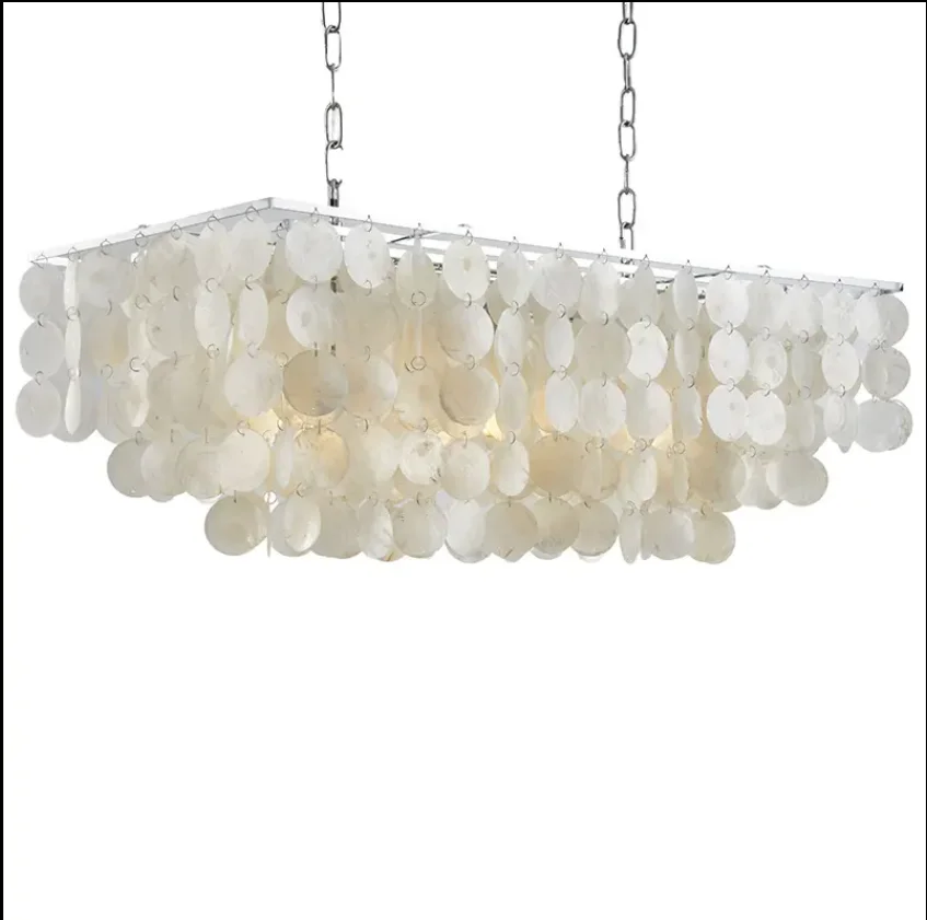 Modern Contemporary Chandelier French Rectangle Designer Living Room Dining Room Bali Shell Chandelier