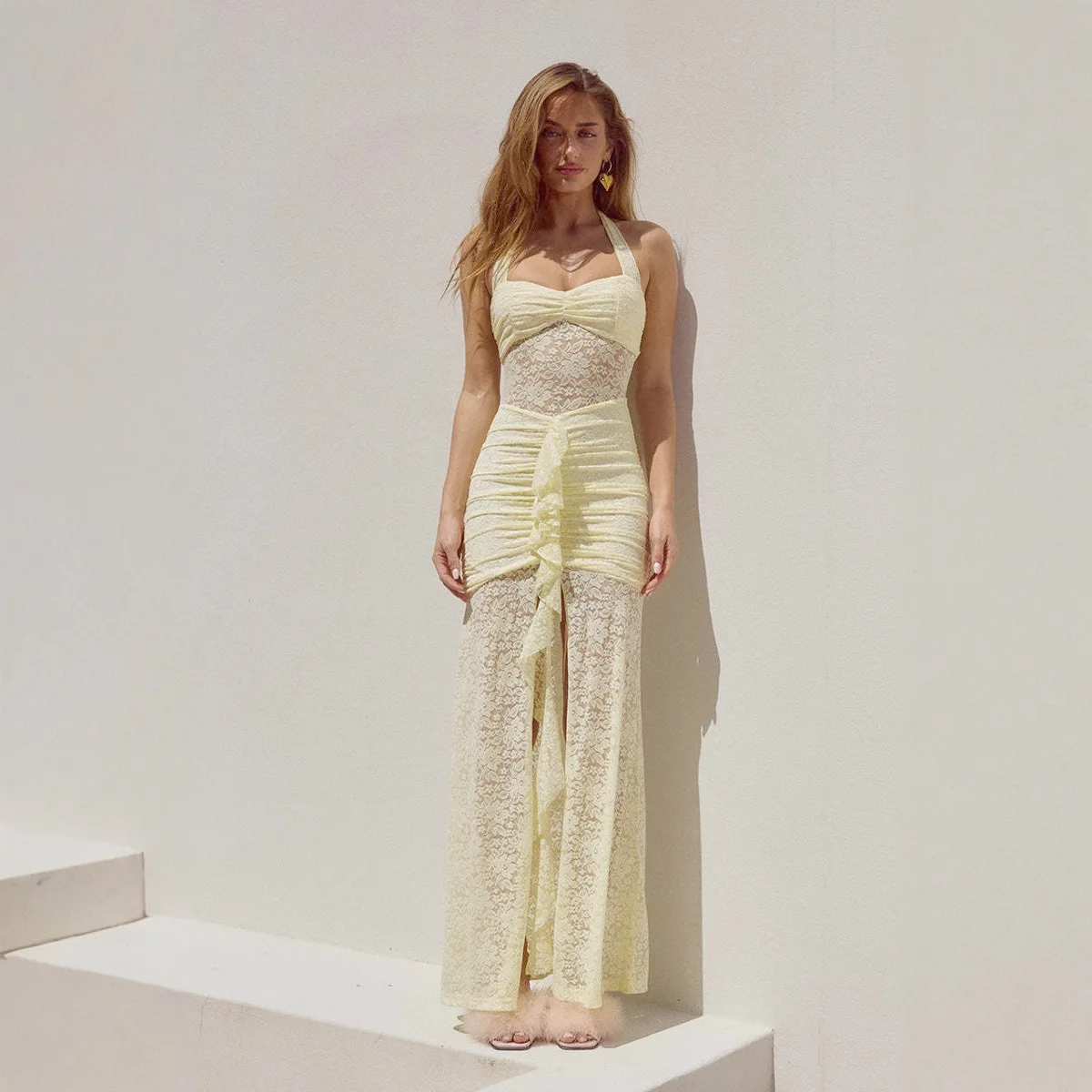 sachin and babi light blue dress Butter Yellow Dress – Lulusar main image 0