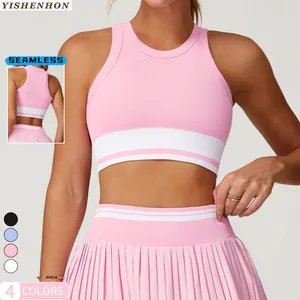 YISHENHON Hot Sexy Breathable Plus Size Gym Fitness Seamless Yoga Sport Bra for Women Beautiful I-back Tops with Built in Bra