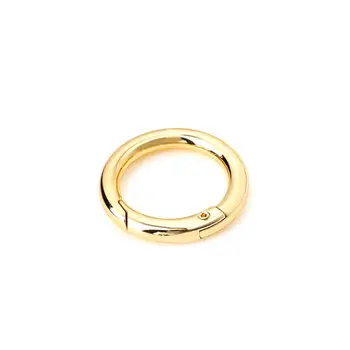 Light Gold Plated Handbag Gate O Ring Round Carabiner Snap Clip Trigger Spring Keyring High Quality Metal Round Ring for Bags