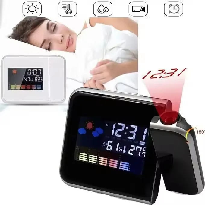 Competitive Price Electronic Table Temperature Display Laser Time Projector Elecctronic Digital Alarm LCD Clock