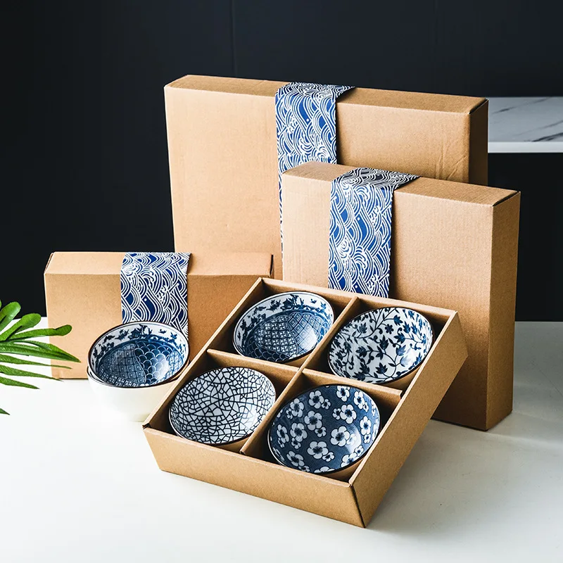 Japanese Style Dinnerware Set Handmade Gift Ceramic Rice Bowl Set
