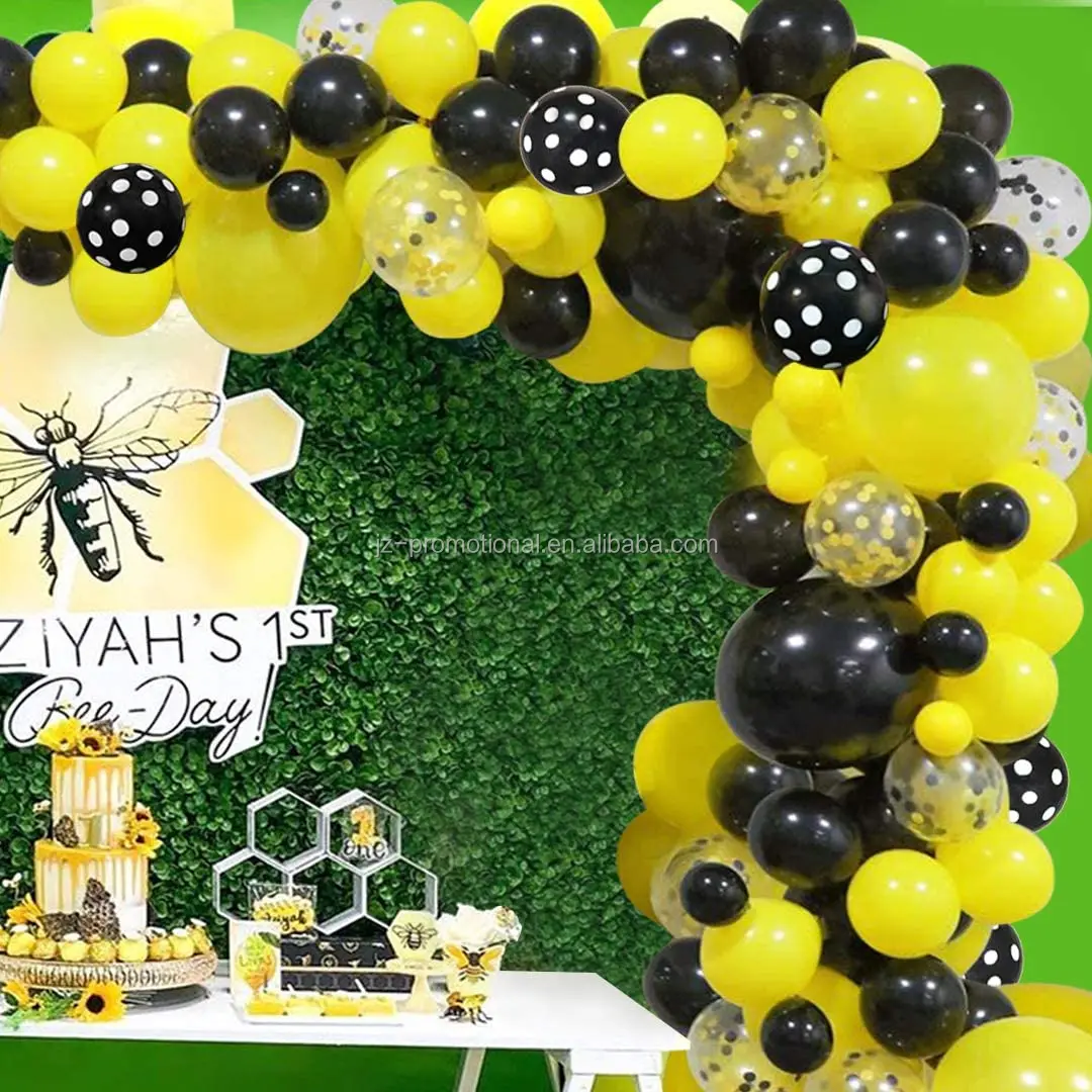 Yellow Black Bumblebee Balloon Garland Kit 145 Pcs Balloons 18inch ...