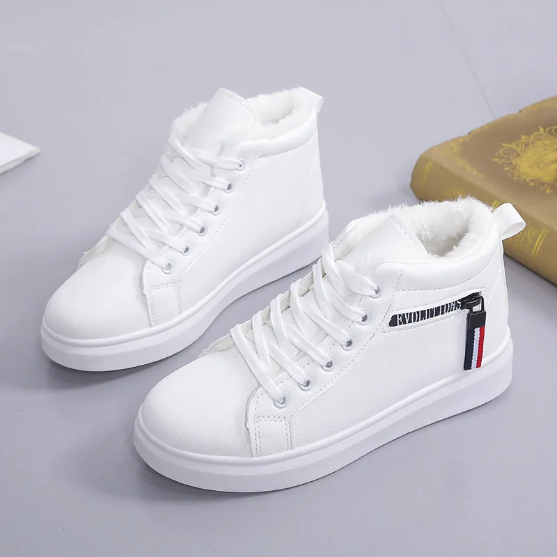 2024 Winter new women's zipper waterproof PU leather top student casual ankle boots