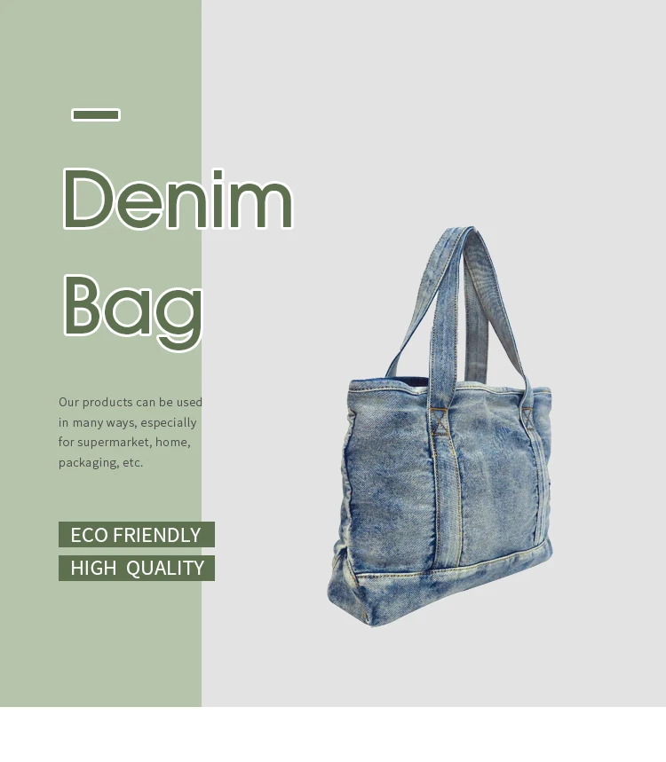 Women Handbag Custom Grocery Tote Jean 