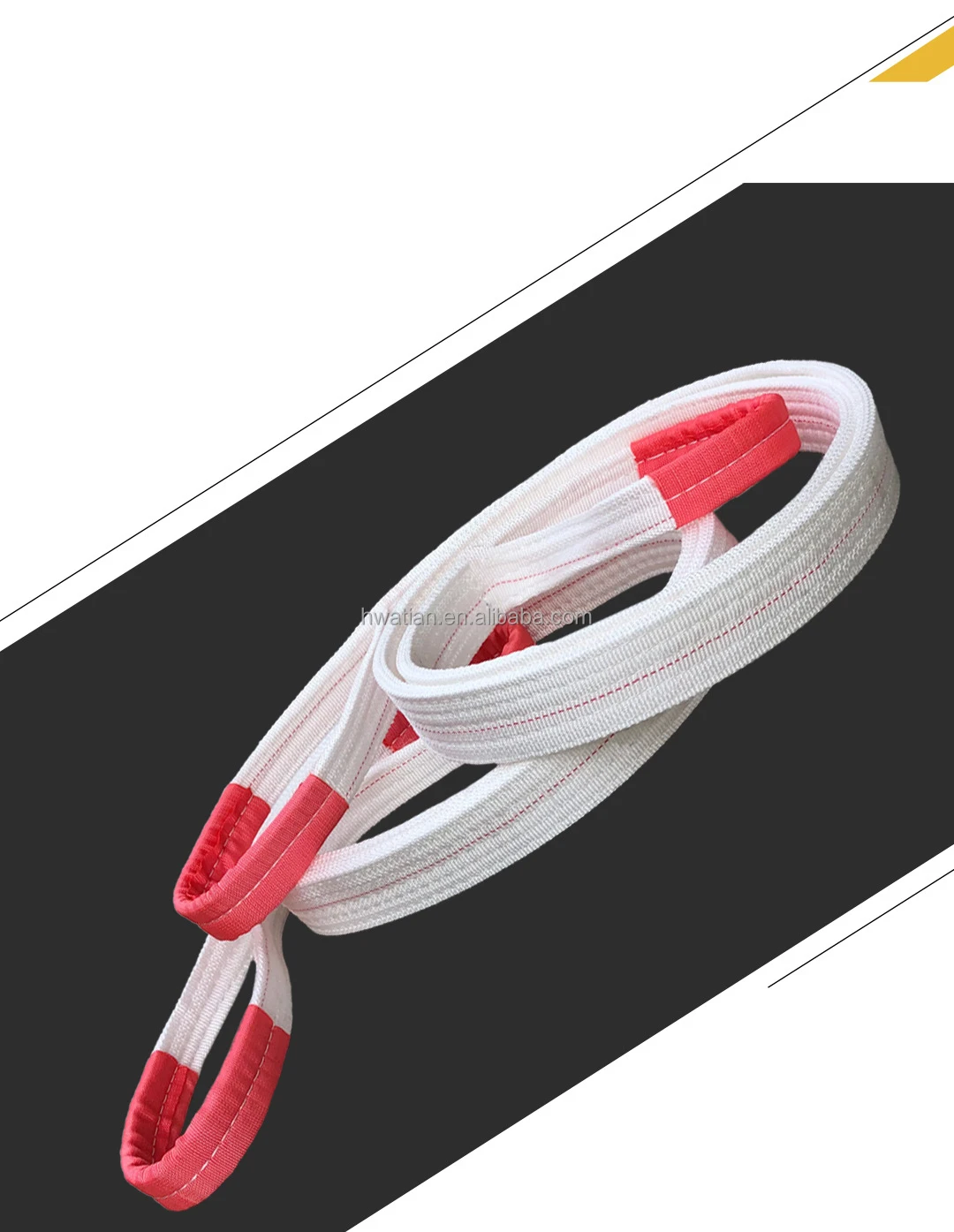 Heavy Duty 1-15T Flat Eye Double Ply Polyester Webbing Belt/Sling for Industrial Crane Lifting