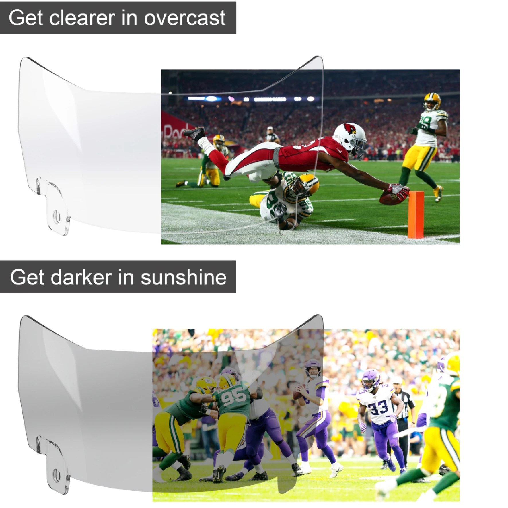 2024 Football Visor Universal Fit Speed Flex F7 Helmet REVO Anti-fog