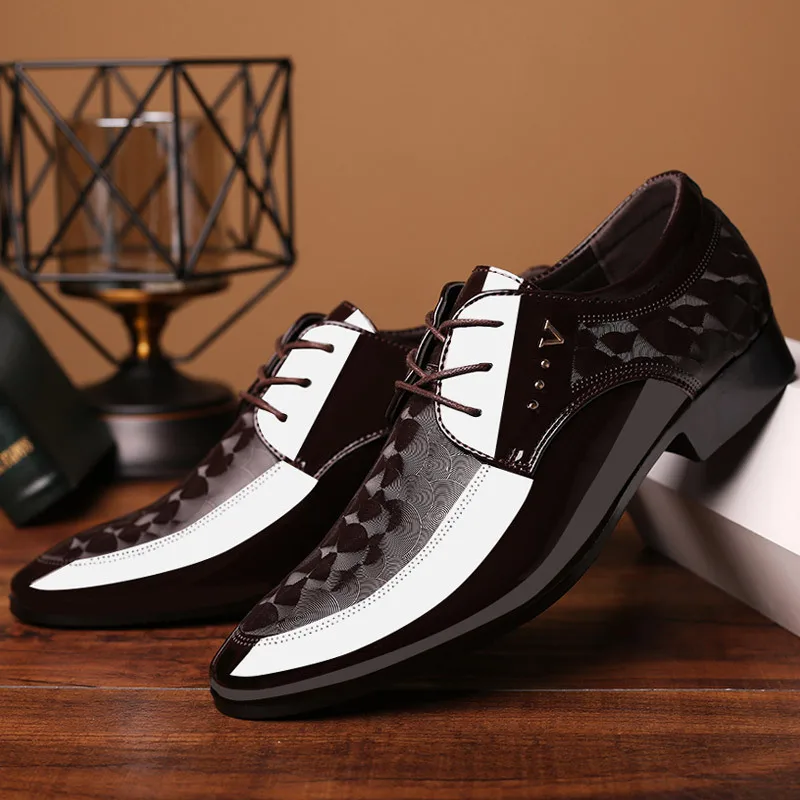 Wanyesta Big Size Men Business Genuine Leather Shoes Lace-up Wedding Formal Shoes
