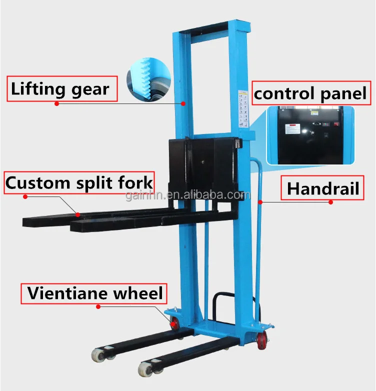 Electric Forklift Hydraulic Stacker And Handling Trucks Rechargeable