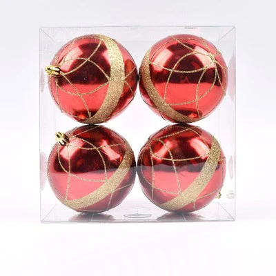 10 cm Neue Runde Weihnachtsbemalte Kugeln Bruchsichere Kunststoff-Aufhängedekorationen für Weihnachtsbaum, Hochzeit, Feiertage, Wohnraumdekoration