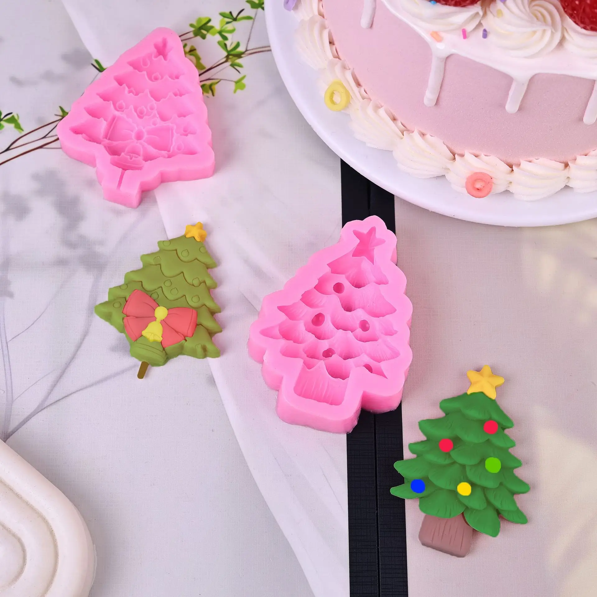 Cartoon Star Bow Bell Christmas Tree Shaped Silicone Mold Cake Tools for Baking Cakes details