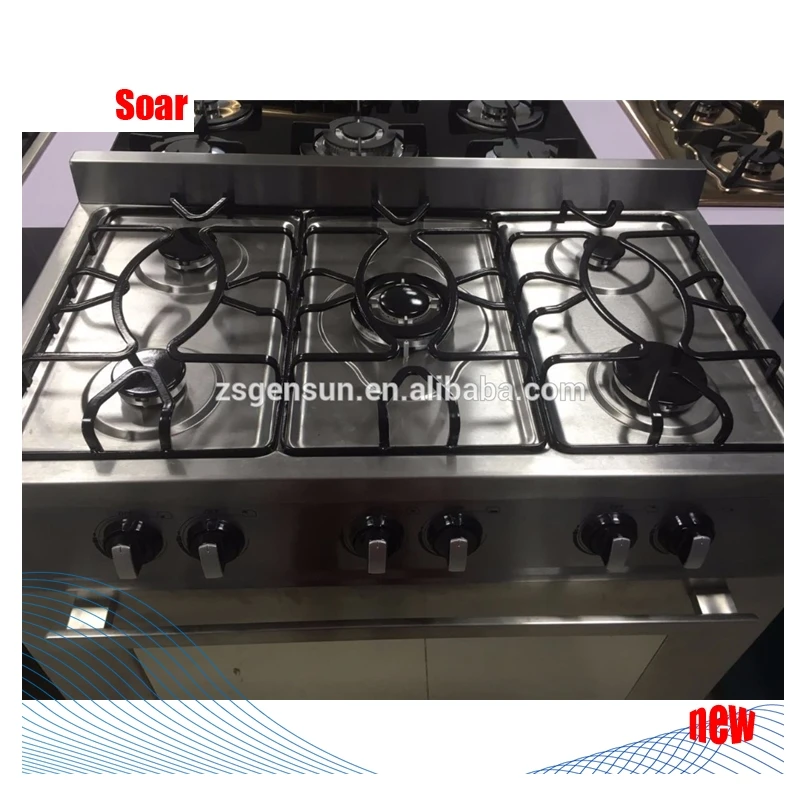 6 Burner Free Standing Stainless Steel Oven With Cooker, Gas Cooker Skd Parts